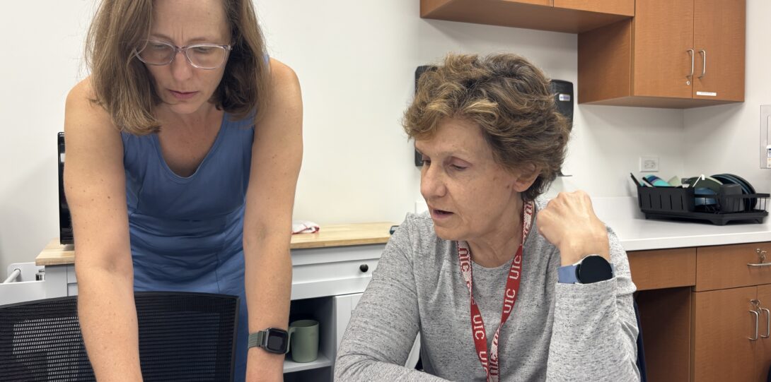 LDC Providers Dorothy Clare Tessman and Sahan Khan discussing patient care plans.